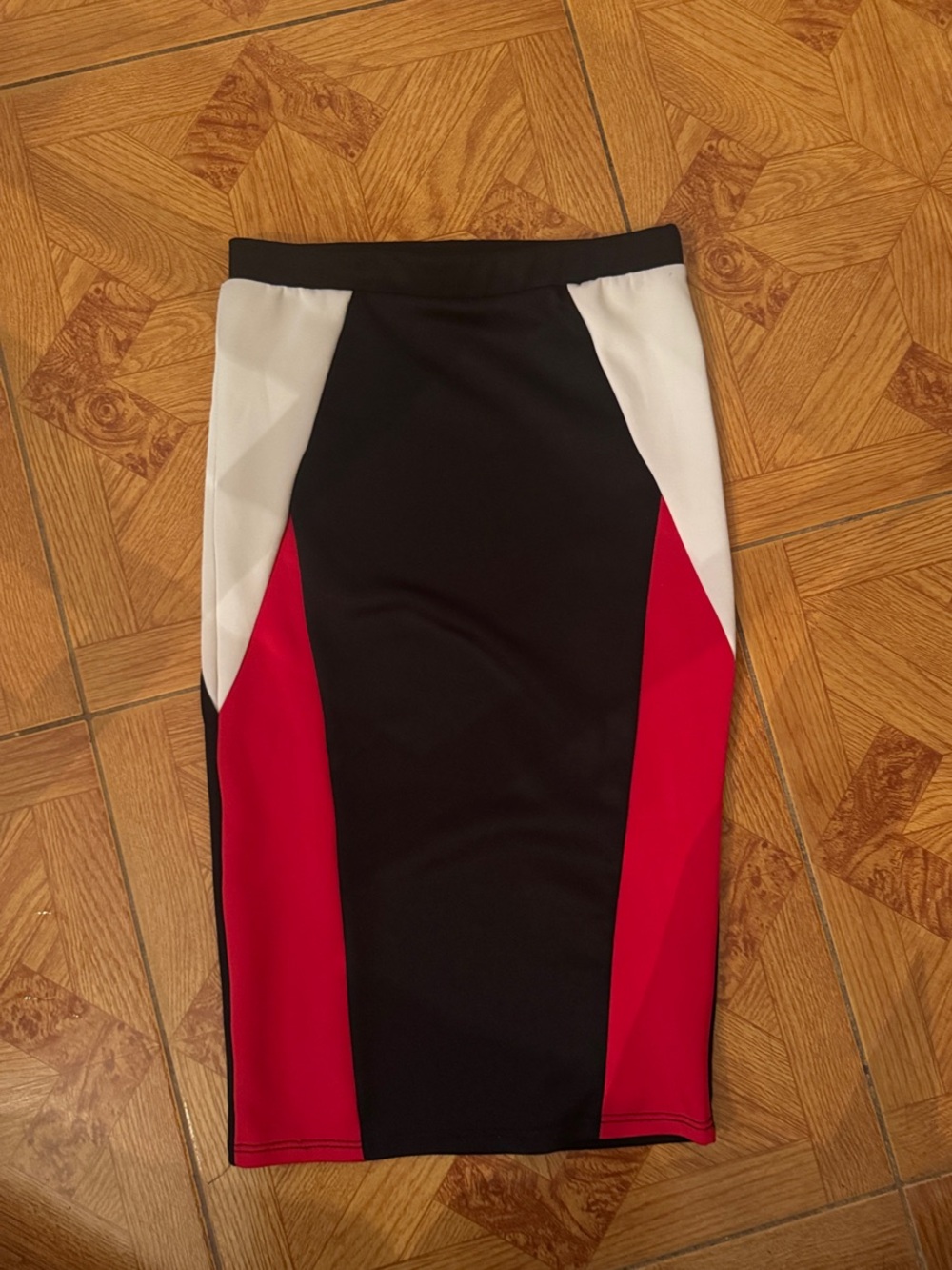 Brat Star Black, Red & White Panel Pencil Skirt
